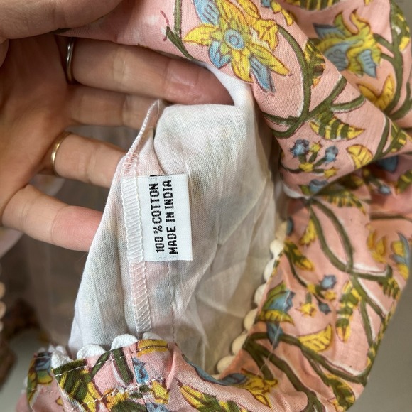 Women's Dress Millier Pink Floral Boho Cottagecore XS Peasant Lace Coquette Cute - Picture 8 of 9